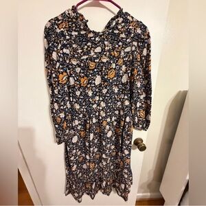 Universal Thread Floral Print Dress - Navy and Orange